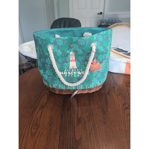 Disney Handbags - Disney Old Key West Resort Tote Bag, Wicker Bottom, NWT, Vacation Beach Tote‎